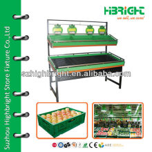 supermarket fruits and vegetables shelves